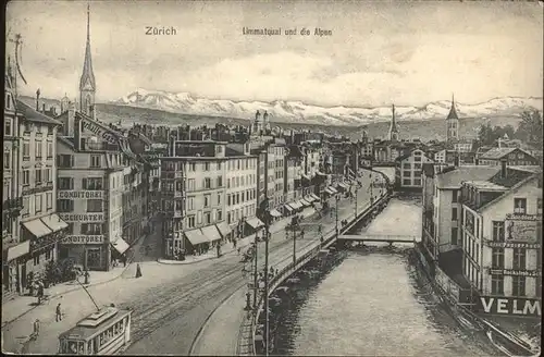 Zuerich Limmatquai Strassenbahn  / Zuerich /Bz. Zuerich City