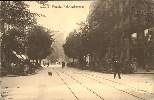 Zuerich Bahnhofstrasse Kutsche Hund  / Zuerich /Bz. Zuerich City