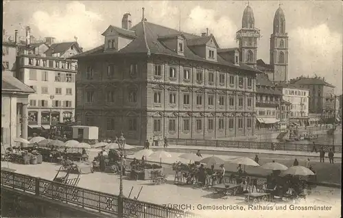 Zuerich Gemuesebruecke Rathaus Grossmuenster  / Zuerich /Bz. Zuerich City