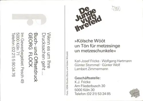 Koeln "De Junge vum Ihrefeld" Kat. Koeln