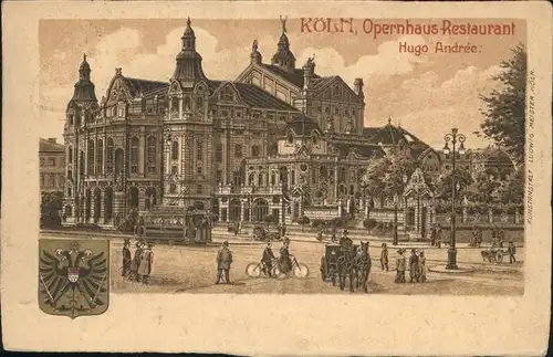 Koeln Opernhaus Restaurant Strassenbahn Pferdewagen Kat. Koeln