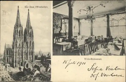 Koeln Dom Weinrestaurant Grandhotel Belgischer Hof Kat. Koeln