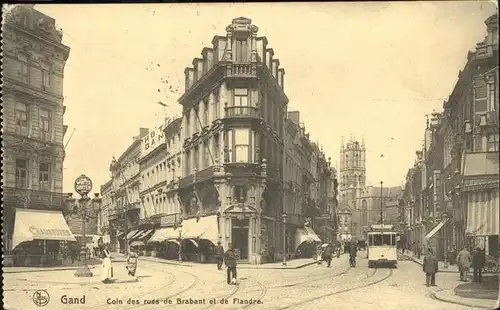 Gand Belgie Coin des rues Brabant Flandre Strassenbahn Kat. 