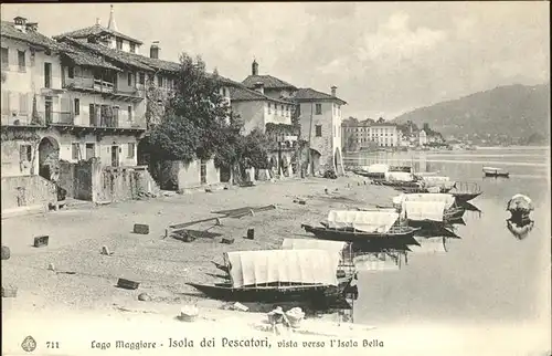 Isola Dei Pescatori Borromeo Lago Maggiore vista verso l Isola Bella Kat. Italien