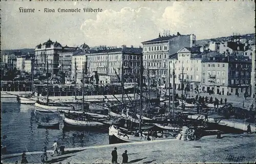 Fiume Riva Emanuele Filiberto porto Hafen Kat. Kroatien