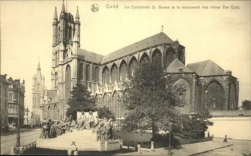 Gand Belgie La Cathedrale St.Bavon et le Monument des freres Van Eyck Kat. 