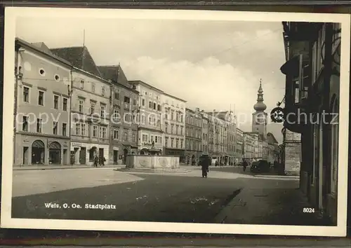 Wels Oberoesterreich Stadtplatz Brunnen Kirchturm Kat. Oesterreich