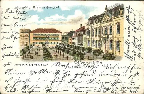 Offenbach Alicenplatz mit Krieger Denkmal Kat. Offenbach am Main