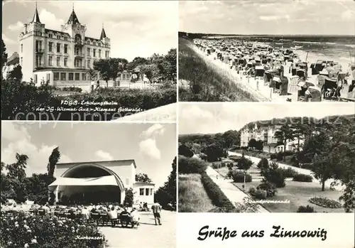 Zinnowitz Ostseebad Usedom FDGB Erholungsheim IG Wismut Strand Kurkonzert Pavillon Strandpromenade Kat. Zinnowitz