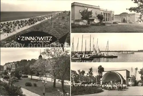 Zinnowitz Ostseebad Usedom Promenade der Voelkerfreundschaft Kulturhaus Achterwasser Musikpavillon Kat. Zinnowitz