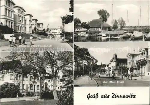 Zinnowitz Ostseebad Usedom Bodden Boote Strasse der Voelkerfreundschaft Karl Marx Strasse Kat. Zinnowitz