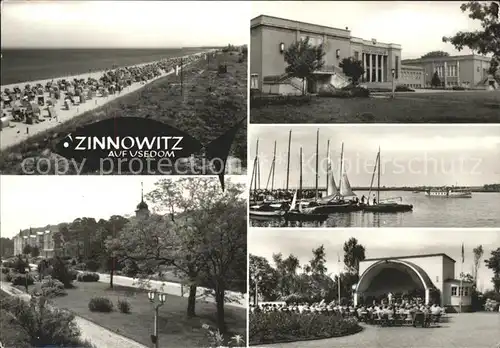 Zinnowitz Ostseebad Usedom Strand Konzertpavillon Achterwasser Kat. Zinnowitz