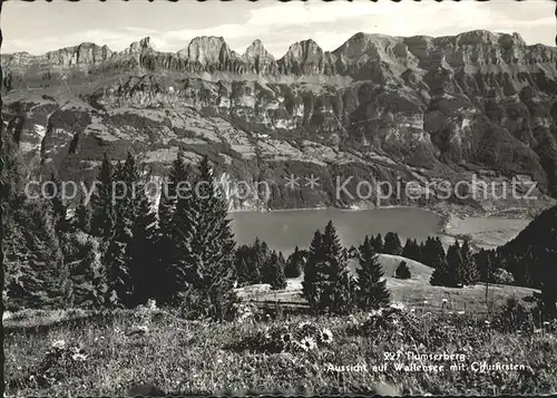 Flums Flumserberg Aussicht auf Walensee und Churfirsten Kat. Flums