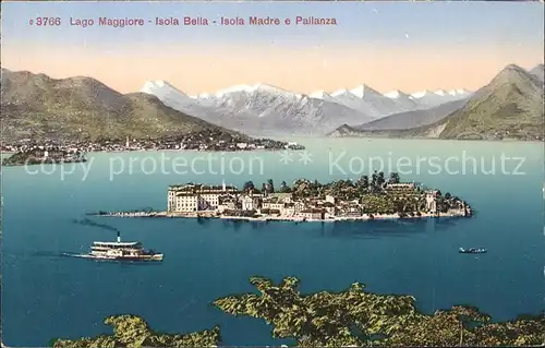 Isola Bella Lago Maggiore Isola Madre e Pallanza Dampfer Alpenpanorama Kat. Italien