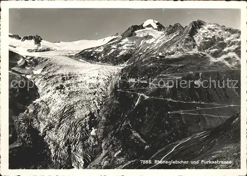 Rhonegletscher und Furkastrasse Alpenpass Kat. Rhone
