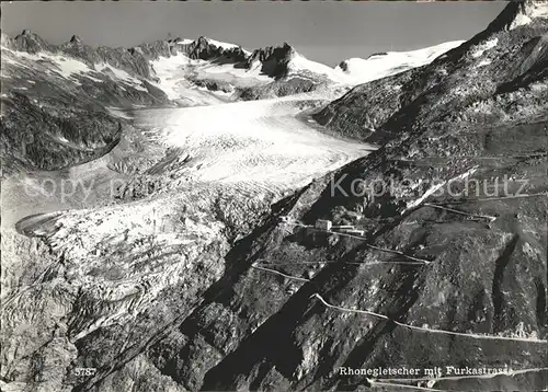 Rhonegletscher mit Furkastrasse Alpenpass Kat. Rhone