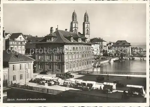 Zuerich Rathaus und Gemuesebruecke / Zuerich /Bz. Zuerich City
