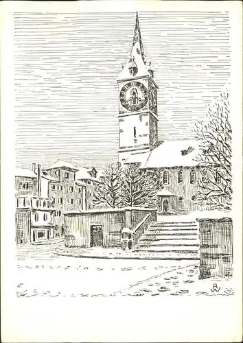 Zuerich Kirche St. Peter Kuenstlerkarte / Zuerich /Bz. Zuerich City