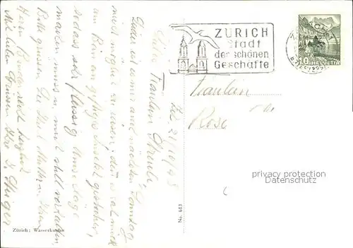 Zuerich Wasserkirche Kuenstlerkarte / Zuerich /Bz. Zuerich City
