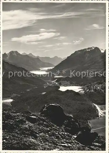 Muottas Muraigl Panorama Blick auf Oberengadiner Seen Kat. Muottas Muraigl