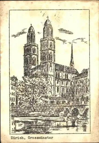 Zuerich Grossmuenster Kuenstlerkarte / Zuerich /Bz. Zuerich City