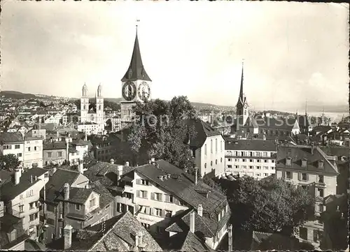 Zuerich Blick ueber die Stadt Kirchturm Muenster / Zuerich /Bz. Zuerich City