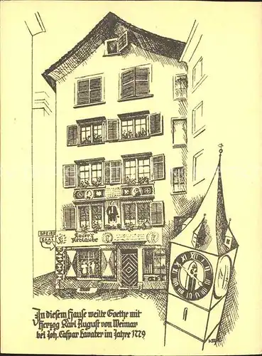 Zuerich Kaisers Reblaube Goethe Stuebli Turmuhr Kuenstlerkarte / Zuerich /Bz. Zuerich City