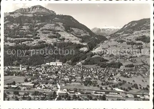 Flums Panorama mit Spitzmeilen Glarner Alpen Kat. Flums