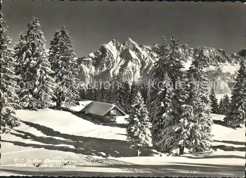 Flums Berghaus Flumserberg Blick auf Sichelkamm Winterpanorama Kat. Flums