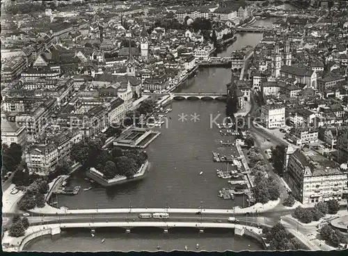 Zuerich Quaibr?cke Limmat Fliegeraufnahme / Zuerich /Bz. Zuerich City