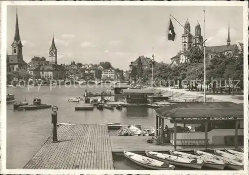 Zuerich Limmat Quai Bootsanleger Kirche / Zuerich /Bz. Zuerich City