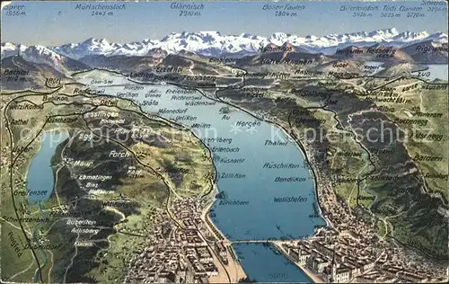 Zuerichsee Panorama mit Alpen / Zuerich /Bz. Zuerich City