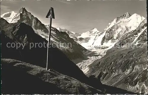 Zinal Sierre Alpe de Lirec Kreuz Gletscher Alpenpanorama Walliser Alpen Kat. Zinal Ayer Val d Anniviers