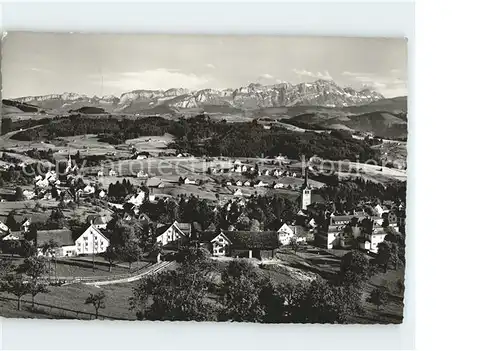 Teufen Mittelland Panorama Blick zum Saentis Appenzeller Alpen Kat. Teufen