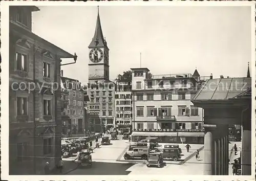 Zuerich Gemuesebruecke und Weinplatz mit St Peter Kirche / Zuerich /Bz. Zuerich City