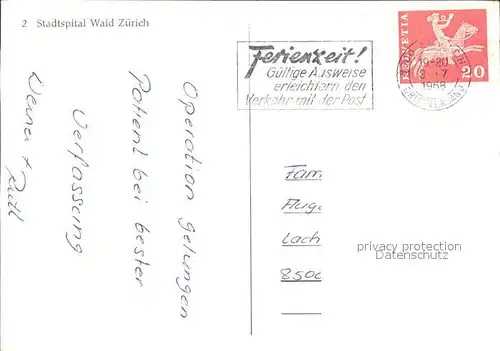Zuerich Stadtspital Waid Fliegeraufnahme / Zuerich /Bz. Zuerich City