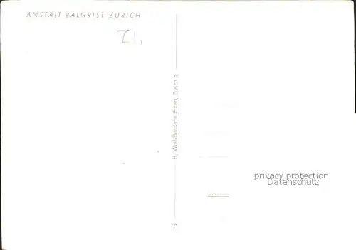 Zuerich Anstalt Balgrist / Zuerich /Bz. Zuerich City