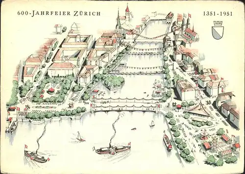 Zuerich 600 Jahr Feier Stadtbild / Zuerich /Bz. Zuerich City