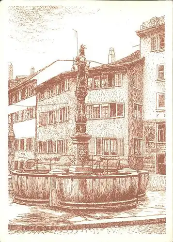 Zuerich Brunnen Kuenstlerkarte Stuessihofstatt / Zuerich /Bz. Zuerich City