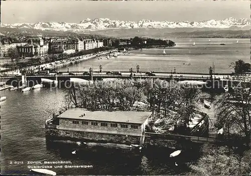 Zuerich Bauschaenzli Quaibruecke Glarneralpen See / Zuerich /Bz. Zuerich City