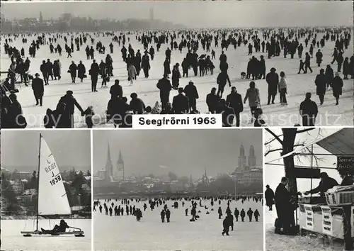 Zuerich Seegfroerni 1963 See zugefroren / Zuerich /Bz. Zuerich City