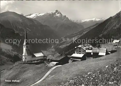 Tenna Ortsblick mit Kirche Kat. Tenna