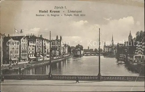Zuerich Limmatquai Hotel Krone / Zuerich /Bz. Zuerich City