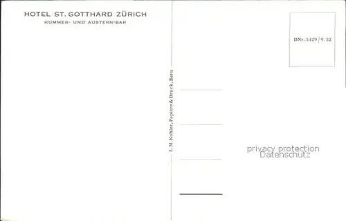 Zuerich Hotel St Gotthard Gastraum / Zuerich /Bz. Zuerich City