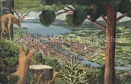 Zuerich Stadtbild vor 400 Jahren / Zuerich /Bz. Zuerich City