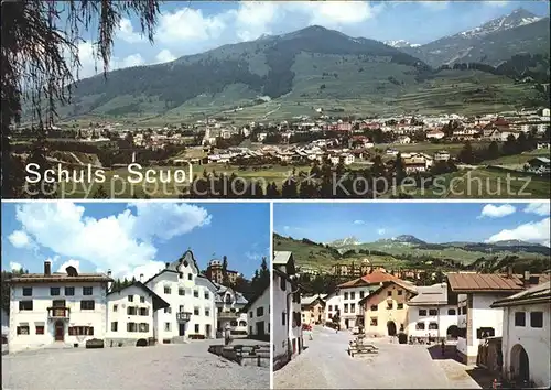 Scuol Panorama Dorfpartien Kat. Scuol