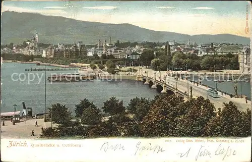 Zuerich Quaibruecke und Uetliberg / Zuerich /Bz. Zuerich City