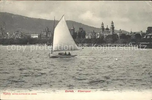 Zuerich Alpenquai Segelboot / Zuerich /Bz. Zuerich City