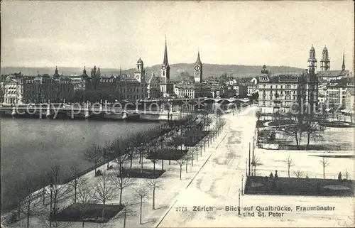 Zuerich Quaibruecke mit Fraumuenster und St Peter / Zuerich /Bz. Zuerich City