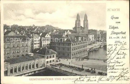 Zuerich Gemuesebruecke und Rathaus / Zuerich /Bz. Zuerich City